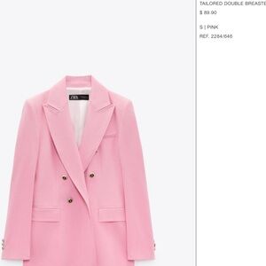 Zara Bubblegum Pink Double Breasted Jacket